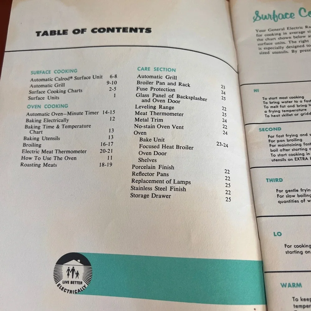 Vintage General Electric Range Manual How to Enjoy Convenient Cooking‎ GE Stove